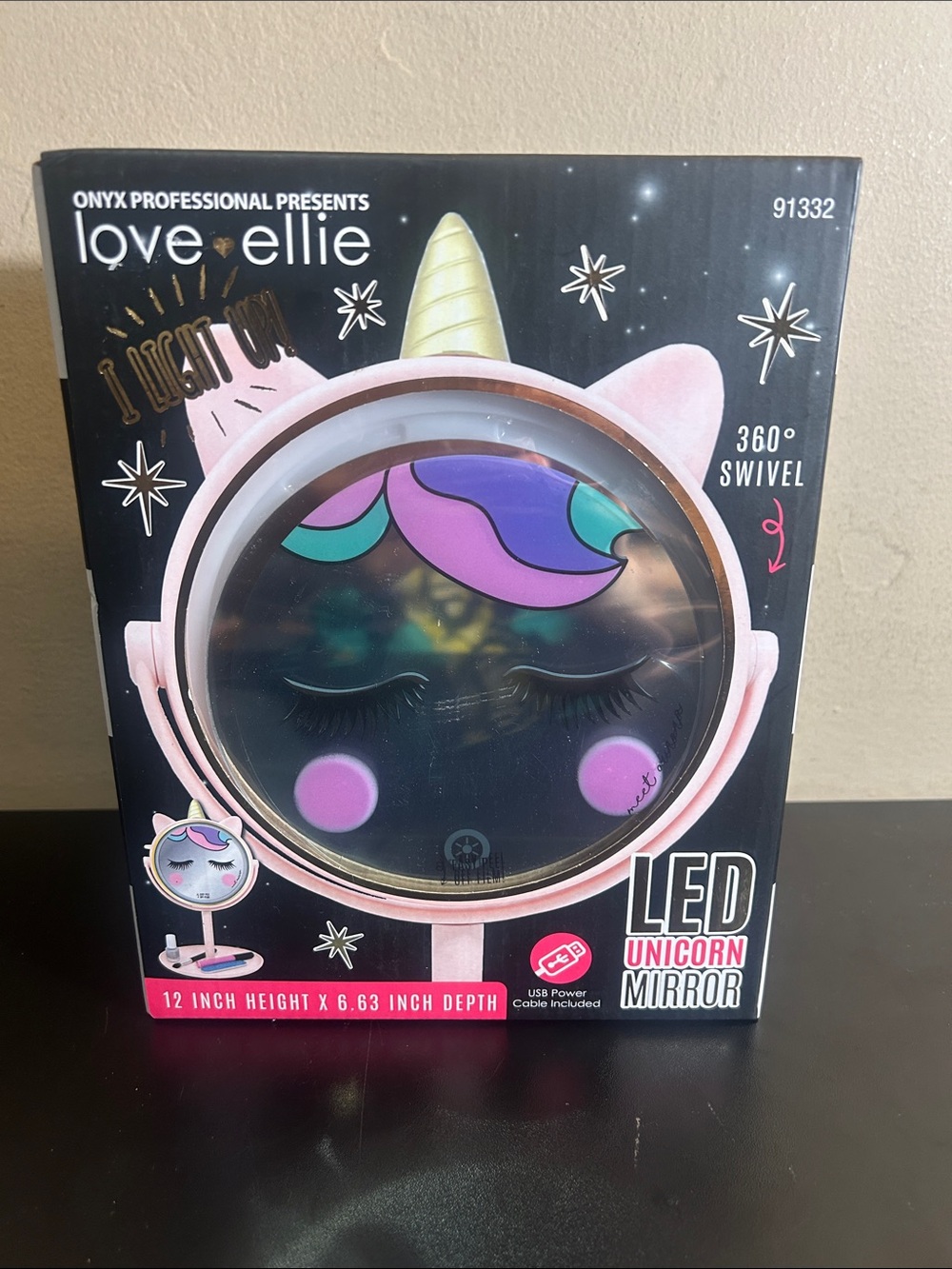 Onyx Professional Love, Ellie LED Unicorn Mirror New in Box.